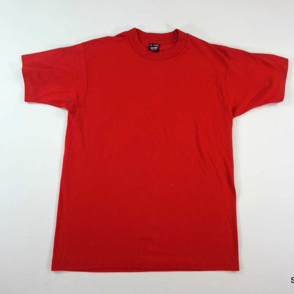 Vintage BEST Fruit Of The Loom Blank T Shirt Single Stitch Made In USA Large Red